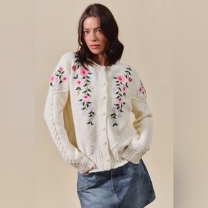 SO ME Floral Embroidered Coquette Sweater Cardigan🆕